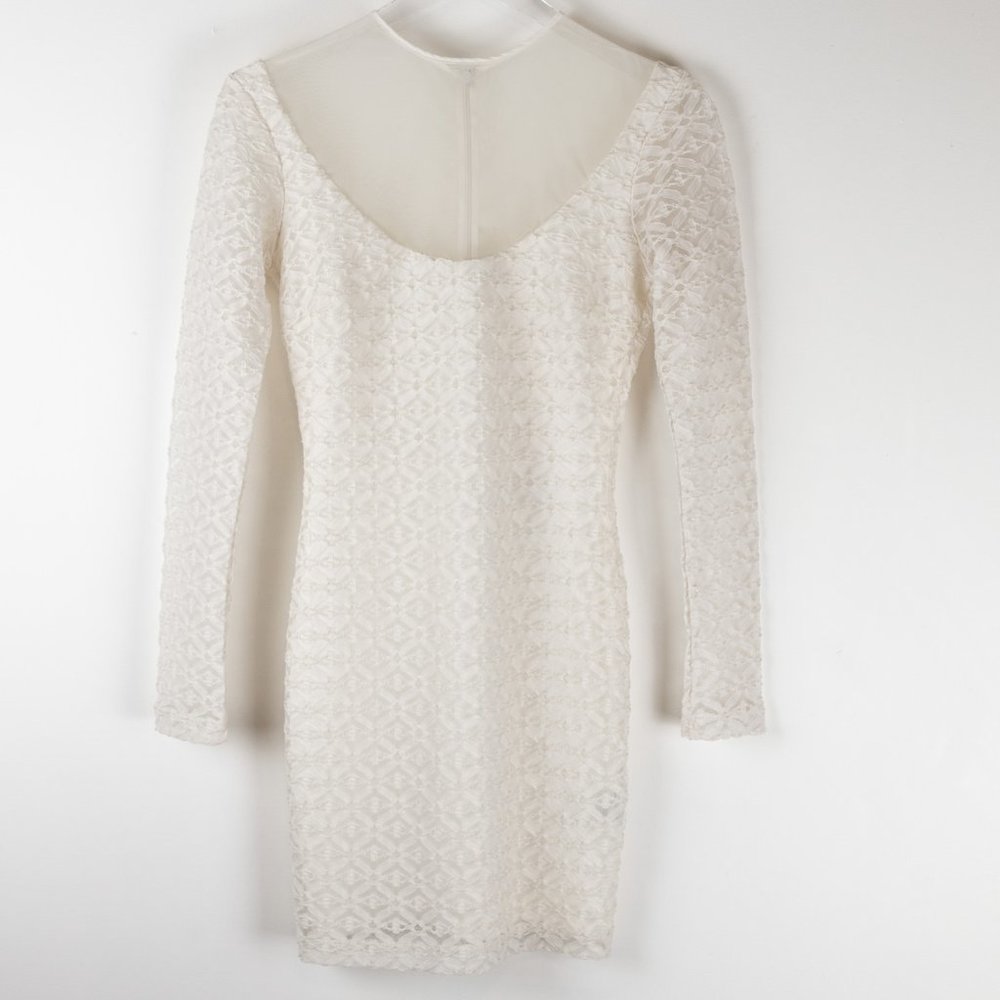 Dress The Population Mini Dress Bodycon Textured Metallic Ivory Gold Size Small - Picture 2 of 8
